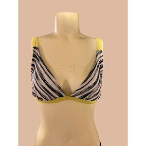 Mossimo Stripe Triangle Bikini Top Large Swimsuit Swim Yellow Black